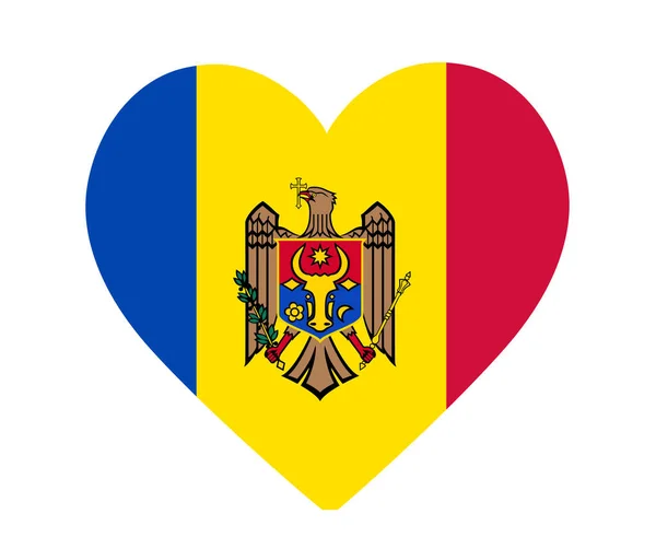 Moldova Flag National Europe Emblem Heart Icon Vector Illustration Abstract — стоковий вектор