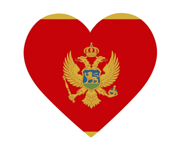 Montenegro Bandera National Europe Emblema Corazón Icono Vector Ilustración Elemento — Vector de stock