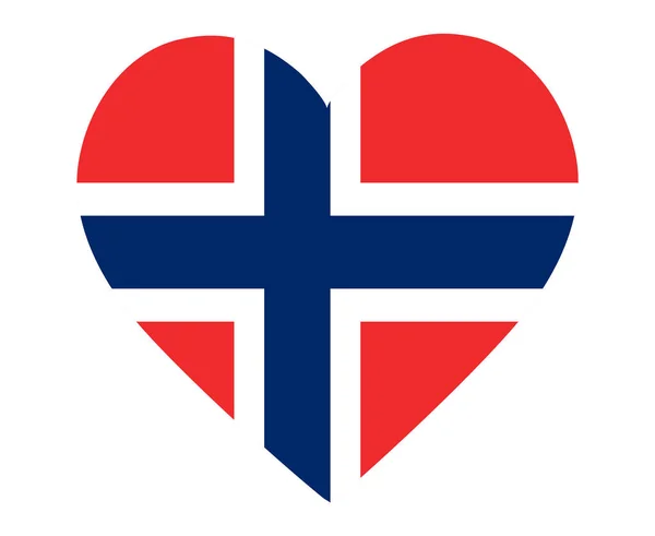 Norwegia Flaga Narodowa Europa Godło Ikona Serca Wektor Ilustracja Abstrakcyjny — Wektor stockowy