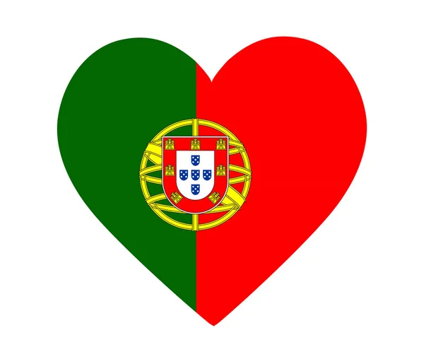 Portugal Flag National Europe Emblem Heart Icon Vector Illustration Abstract — 스톡 벡터