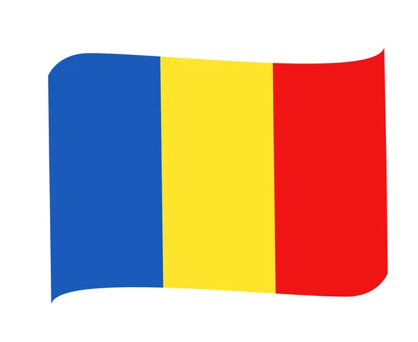 Romênia Bandeira National Europe Emblem Ribbon Icon Vector Illustration Abstract — Vetor de Stock