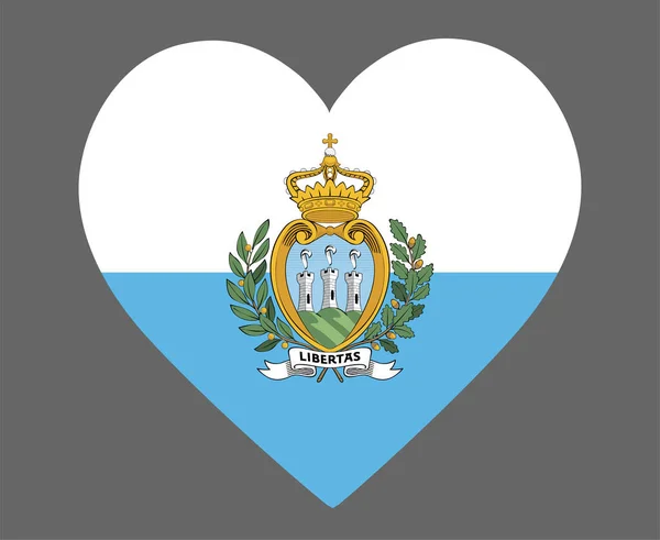 Bandera San Marino Emblema Europa Nacional Corazón Icono Vector Ilustración — Vector de stock