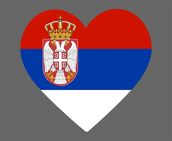 Serbia Flag National Europe Emblem Heart Icon Vector Illustration Abstract — стоковий вектор