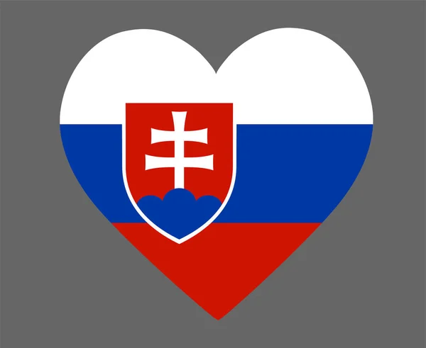 Slovakia Flag National Europe Emblem Heart Icon Vector Illustration Abstract — Stock Vector
