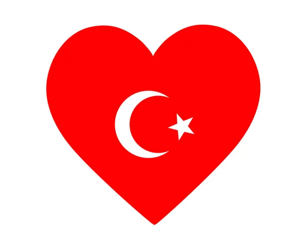 Turkiet Flagga Nationellt Europa Emblem Hjärt Ikon Vektor Illustration Abstrakt — Stock vektor