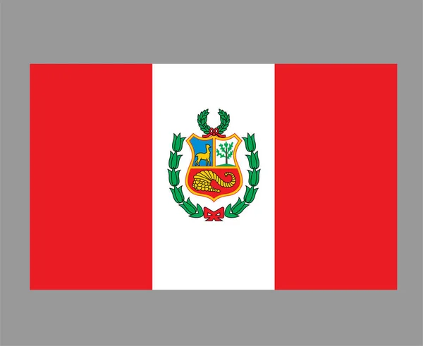 Pérou Drapeau National Europe Emblème Symbole Icône Illustration Vectorielle Résumé — Image vectorielle