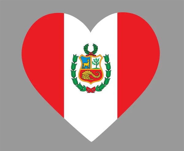 Bandera Perú Emblema Europa Nacional Icono Del Corazón Vector Ilustración — Vector de stock