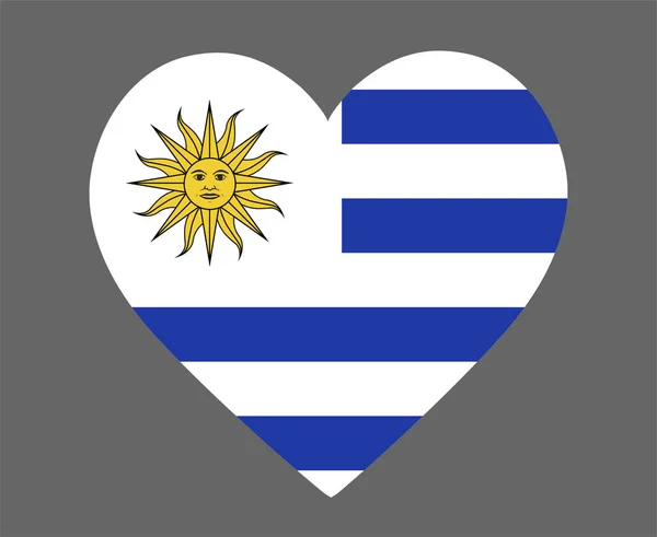 Uruguay Flag National Europe Emblem Heart Icon Vector Illustration Abstract — Stockový vektor