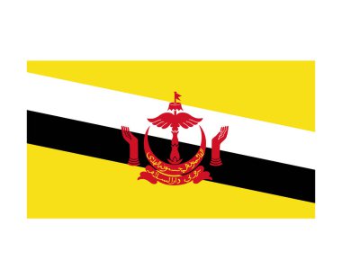 Brunei Ulusal Avrupa Bayrağı Sembol Simgesi Simgesi Vektör İllüstrasyonu Soyut Tasarım Elemanı