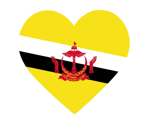 Σημαία Μπρουνέι Εθνική Ασία Έμβλημα Καρδιά Εικονίδιο Διάνυσμα Εικονογράφηση Αφηρημένη — Διανυσματικό Αρχείο