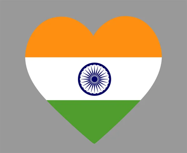 Índia Bandeira National Ásia Emblema Coração Ícone Vetor Ilustração Resumo — Vetor de Stock