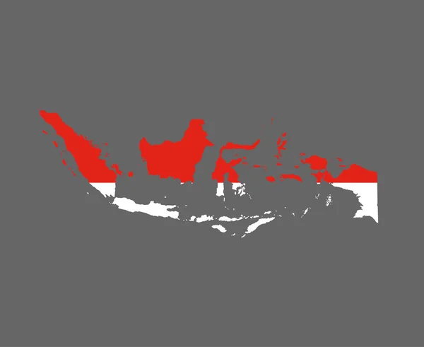 Indonesië Vlag Nationaal Azië Embleem Kaart Pictogram Vector Illustratie Kort — Stockvector