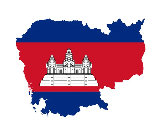 Kamboçya Bayrağı Ulusal Asya Amblem Haritası Simge Vektör Llüstrasyonu Soyut — Stok Vektör