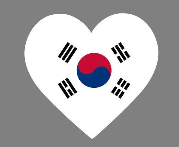 Flaga Korea Południowa Flaga Azja Narodowa Godło Ikona Serca Wektor — Wektor stockowy