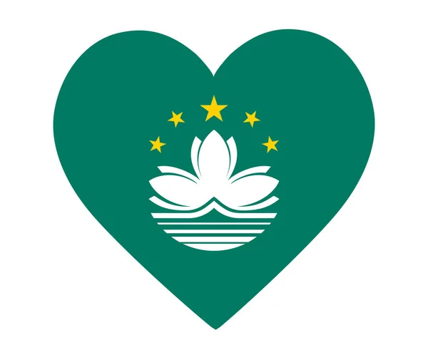 Macao Flagga National Asia Emblem Hjärta Ikonen Vektor Illustration Abstrakt — Stock vektor