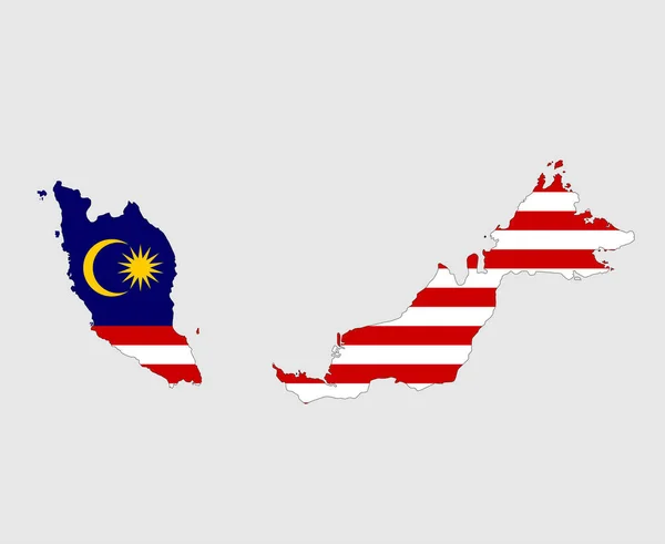 Bendera Malaysia Lambang Asia Nasional Peta Ikon Vektor Ilustrasi Rancangan - Stok Vektor