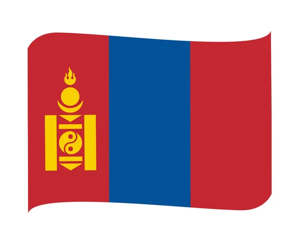Mongolská Vlajka Národní Asie Emblem Stuha Ikona Vektorové Ilustrace Abstraktní — Stockový vektor