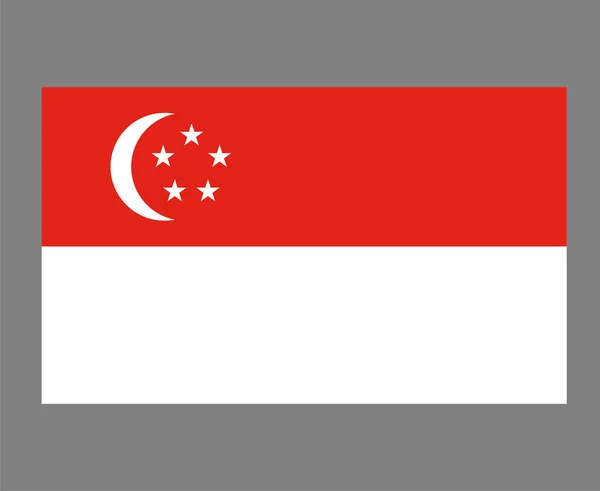 Singapore Flagga Nationell Asien Emblem Symbol Ikon Vektor Illustration Abstrakt — Stock vektor