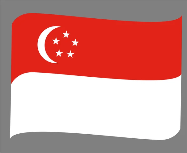 Singapore Vlag Nationaal Azië Embleem Lint Pictogram Vectorillustratie Abstract Ontwerp — Stockvector