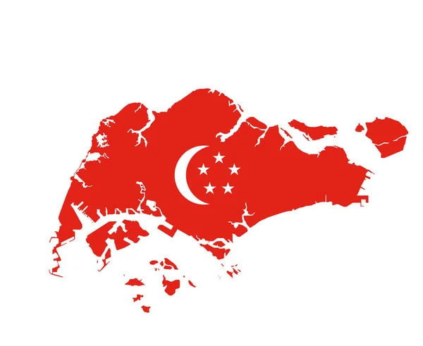 Singapore Flagga Nationell Asien Emblem Karta Ikon Vektor Illustration Abstrakt — Stock vektor