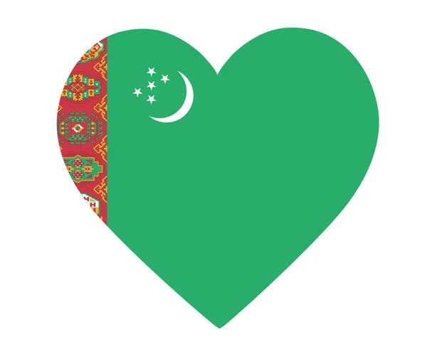 Turkmenistan Bandiera Nazionale Asia Emblema Cuore Icona Vettoriale Illustrazione Elemento — Vettoriale Stock