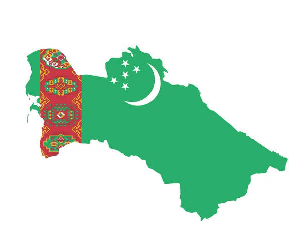 Turkmenistan Vlag Nationaal Azië Embleem Plattegrond Pictogram Vector Illustratie Abstract — Stockvector