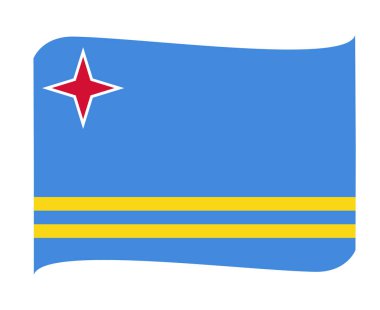 Aruba Bayrağı Ulusal Kuzey Amerika Amblem Simge Simgesi Vektör İllüstrasyonu Soyut Tasarım Elemanı