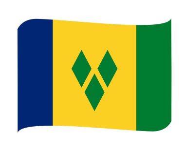 Saint Vincent ve Grenadines Ulusal Bayrağı Kuzey Amerika Amblem Kurdela Simgesi Vektör İllüstrasyon Soyut Tasarım Elemanı