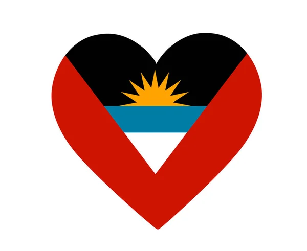 Antigua Och Barbuda Flagga Nationellt Nordamerika Emblem Hjärt Ikon Vektor — Stock vektor