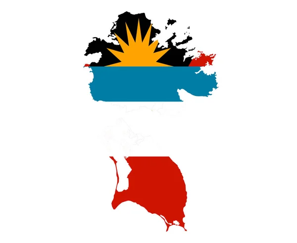 Antigua Barbuda Bandiera Nazionale Nord America Emblema Mappa Icona Vettoriale — Vettoriale Stock