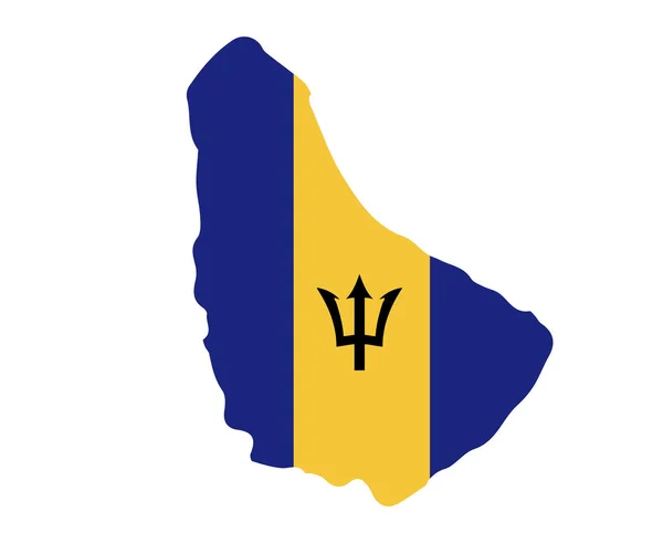 Barbados Vlag Nationaal Noord Amerika Embleem Kaart Pictogram Vector Illustratie — Stockvector