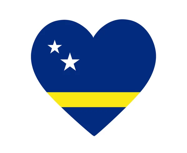 Curacao Flagga National North America Emblem Hjärta Ikonen Vektor Illustration — Stock vektor