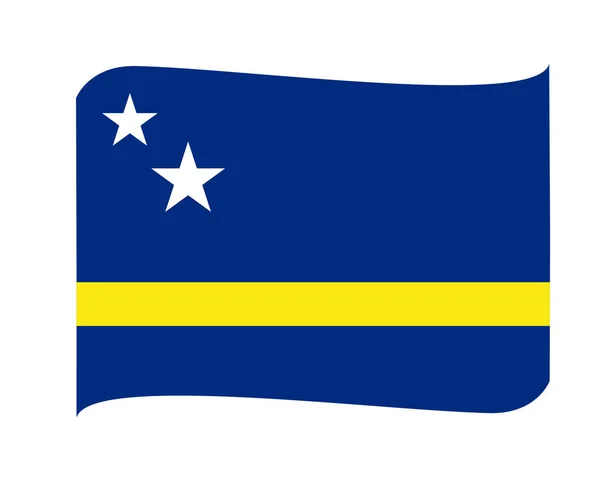 Curacao Flag National North America Emblem Ribbon Icon Vector Illustration — Stock Vector