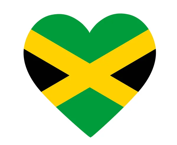 Jamaica Vlag Nationaal Noord Amerika Embleem Hart Ikoon Vector Illustratie — Stockvector