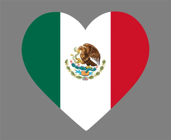 Mexico Vlag Nationaal Noord Amerika Embleem Hart Ikoon Vector Illustratie — Stockvector