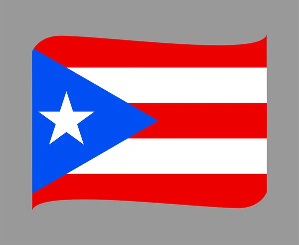 Puerto Rico Flag National North America Emblem Ribbon Ikon Vektor — Stock Vector