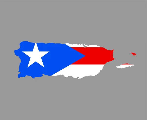 Drapeau Porto Rico Carte Emblématique Nationale Amérique Nord Illustration Vectorielle — Image vectorielle