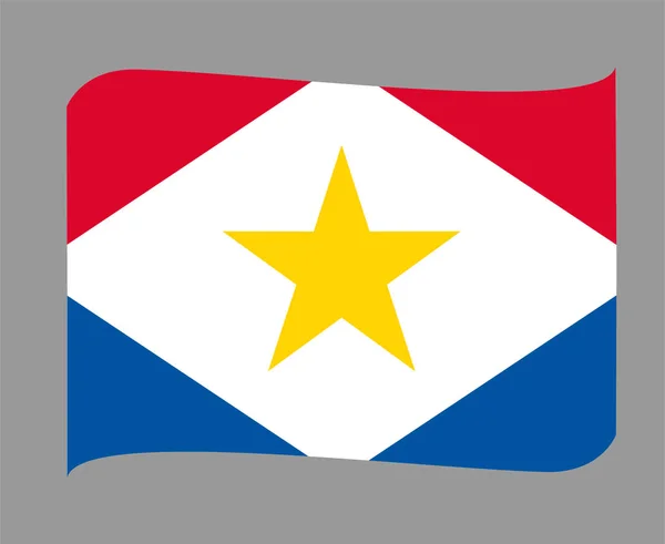 Saba Flag National North America Emblem Ribbon Icon Vector Illustration — Stock Vector