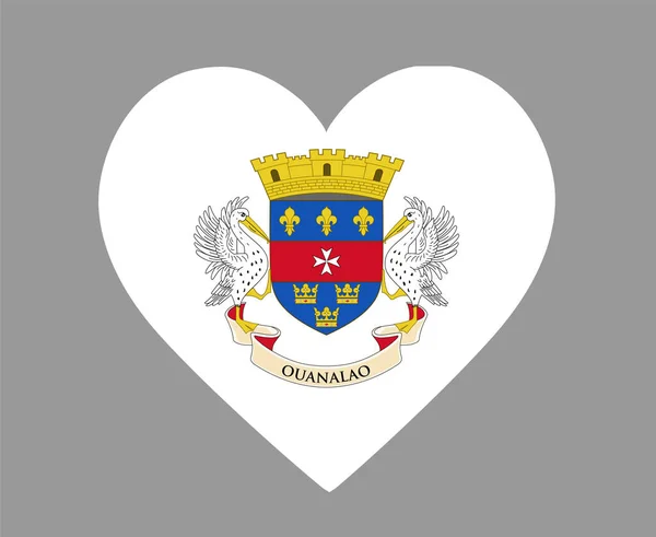 Bandera San Bartolomé National North America Emblema Corazón Icono Vector — Vector de stock