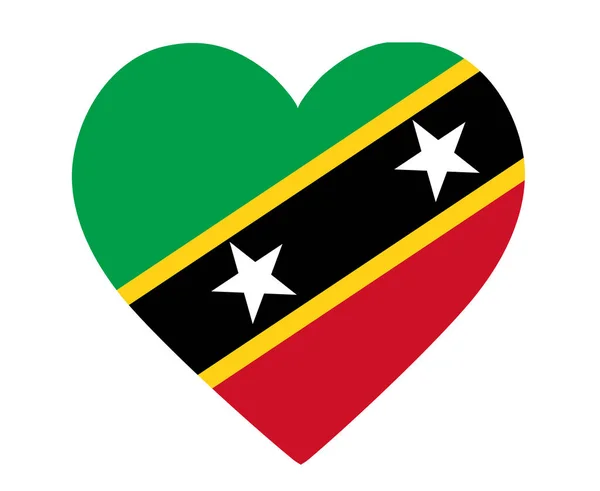 Saint Kitts Och Nevis Flagga National North America Emblem Heart — Stock vektor