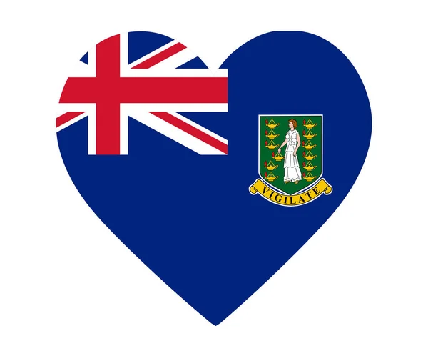 Brytyjskie Wyspy Dziewicze Flaga Narodowa Ameryka Północna Godło Ikona Serca — Wektor stockowy