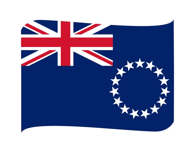 Bandera Cook Island National Oceania Emblem Ribbon Icono Vector Ilustración — Archivo Imágenes Vectoriales