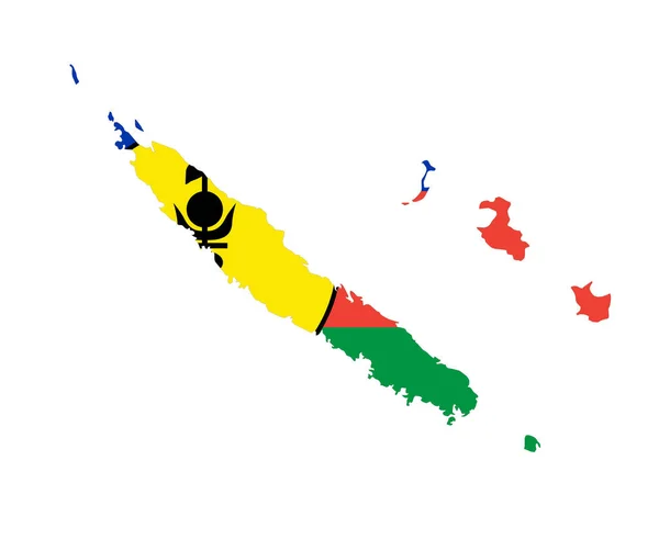 Nieuw Caledonië Vlag Nationale Oceanië Embleem Kaart Pictogram Vector Illustratie — Stockvector