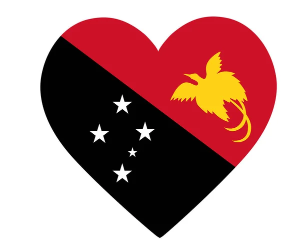 Papua Guinea Flagga National Oceania Emblem Hjärta Ikonen Vektor Illustration — Stock vektor