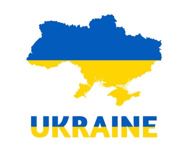 Ukrayna Amblemi Ulusal Avrupa simgesi Simgesi İllüstrasyonlu Bayrak Haritası