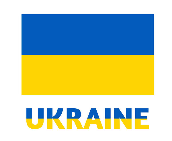 Ukraine Flag Emblem Design With Name National Europe Vector Illustration Design
