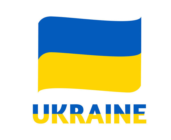 Ukraine Emblem Symbol With Name National Europe Flag icon Vector Illustration