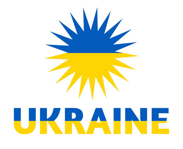 Ukraine Flag Emblem Symbol Design With Name National Europe Vector Illustration