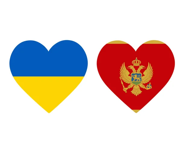 乌克兰和黑山国旗国家欧洲标识心脏图标矢量图解摘要设计元素 — 图库矢量图片