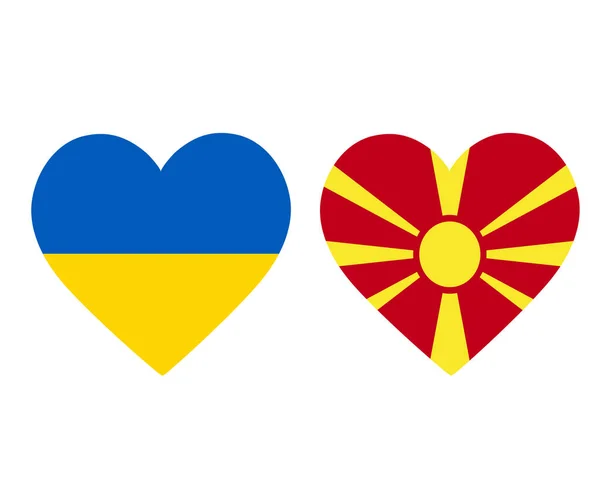 Ukraina Och Montenegro Flaggor National Europe Emblem Hjärta Ikoner Vektor — Stock vektor